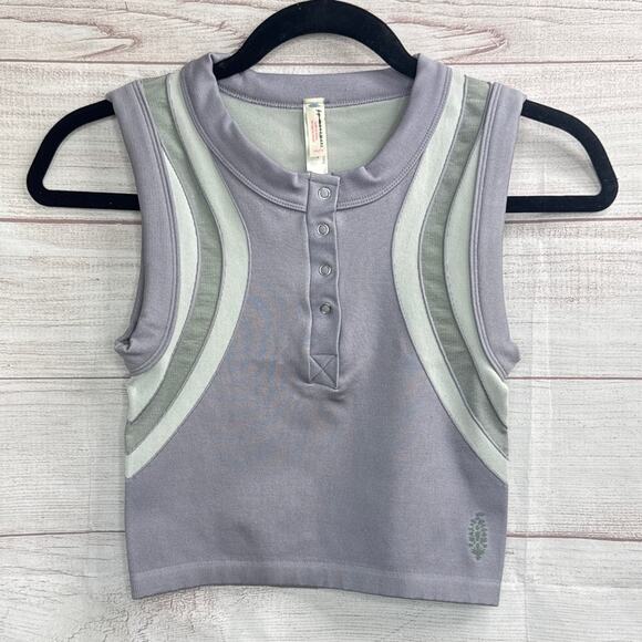 New Free People Movement Free Kick Crop Henley Muscle Tank Women's Size XS - Picture 5 of 8